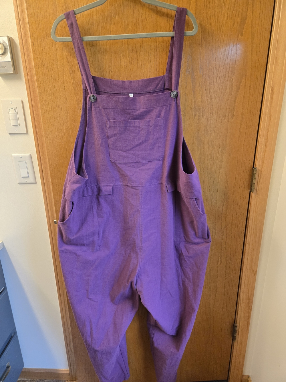 [Maternity] Casual Purple Cotton Overalls Jumpsuit